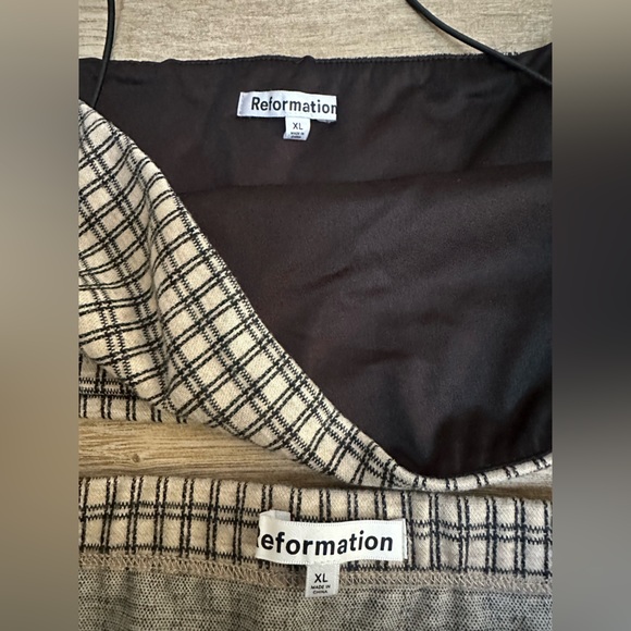 Reformation Callista Two Piece Set Gingham Spaghetti Strap Skirt Top - Picture 4 of 5